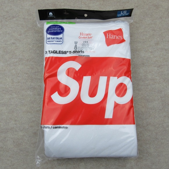 Hanes | Shirts | Supreme Hanes Tagless Tshirts White Large 3 Pack ...